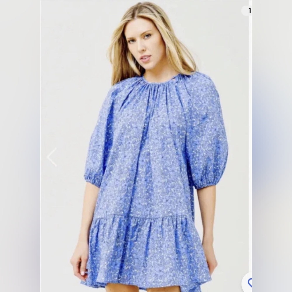 Deluc Blue And White Floral Patterned Dress | Size Xs